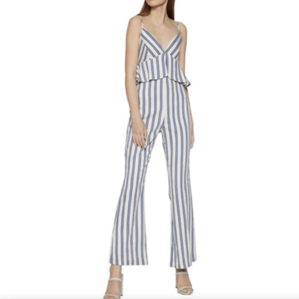 BCBGeneration Blue & White Striped Flared Jumpsuit NEW! - Picture 4 of 10